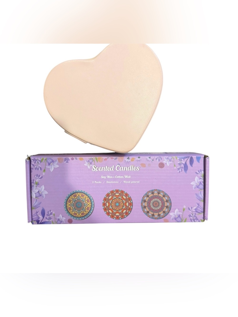 Scented Heart Tin Candle Gift Set & Large Zip Jewlery Box